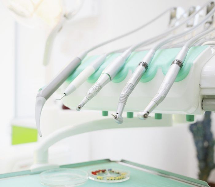 Row of dental instruments in treatment room