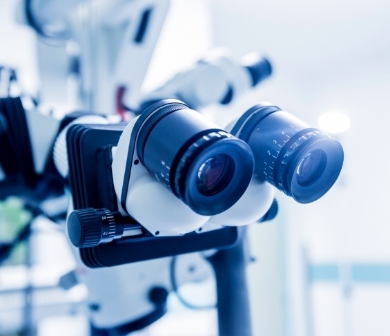 Close up of binoculars on dental operating microscope