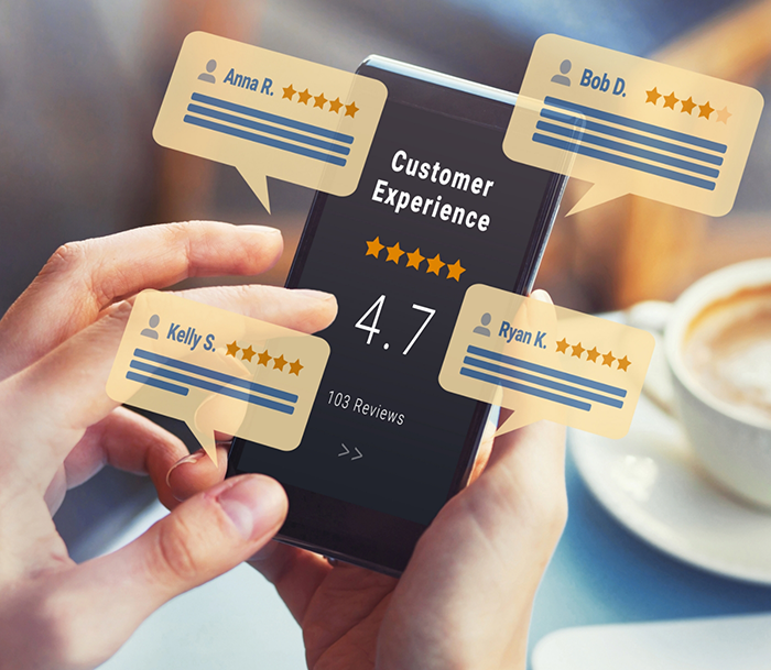 Older man and woman smiling in forest